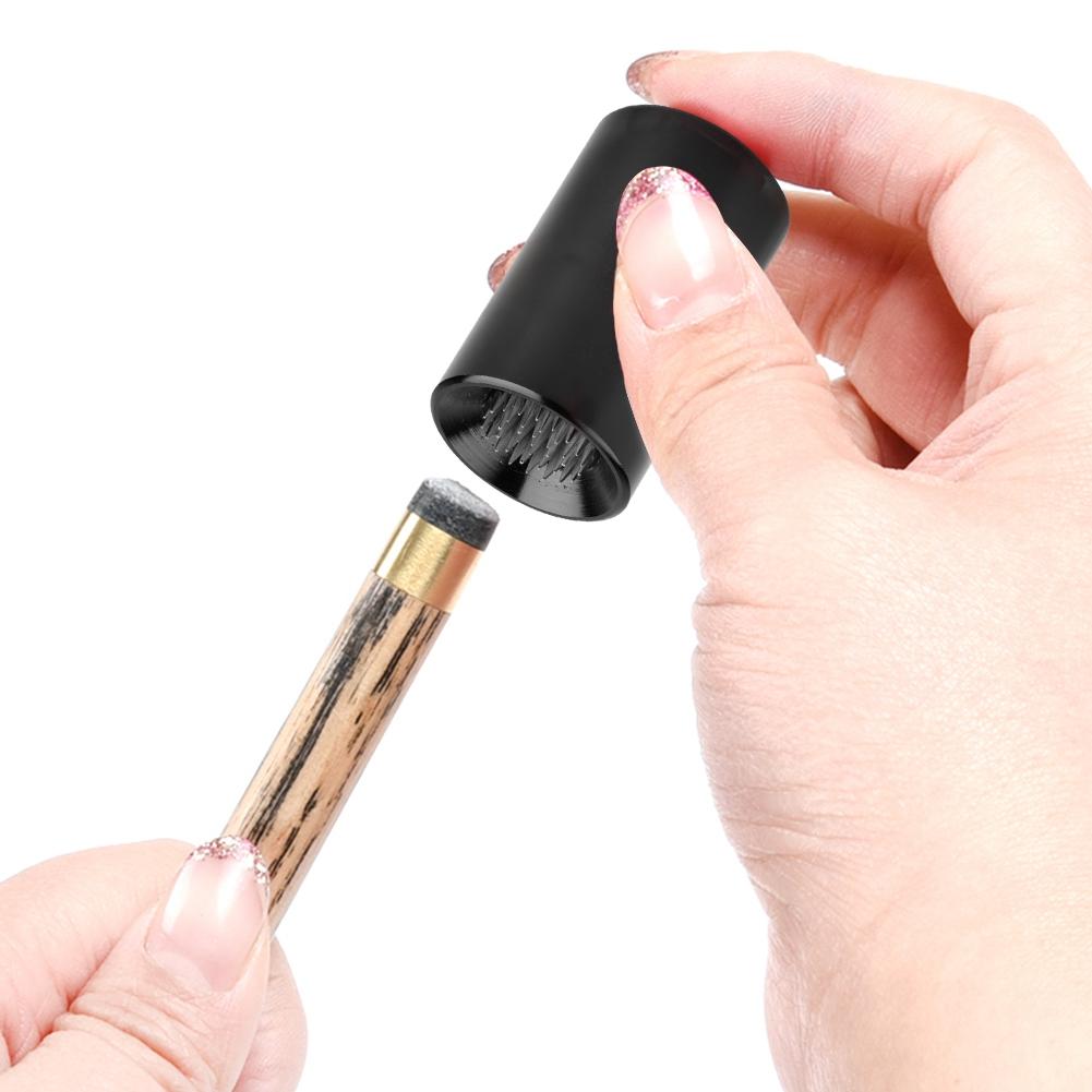 Tragbares 2in1 Billard Queue Spitzenwerkzeug Pool Queue Former Reparatur Anrauher Pick(Schwarz)