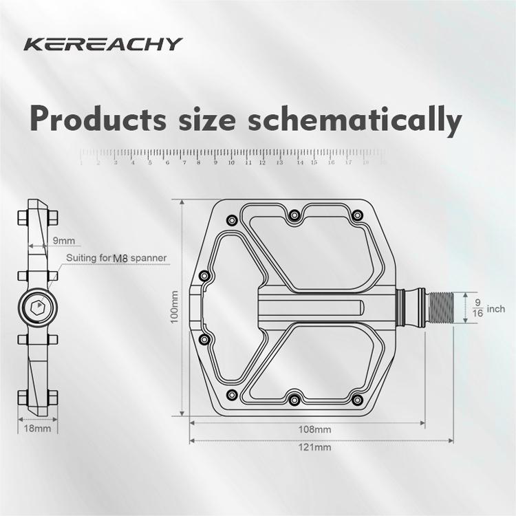 KEREACHY Multi-color Mountain Bike Ultra Light Non-slip Pedal 3 Bearing Pedal Aluminum Alloy Bicycle Flat Pedal