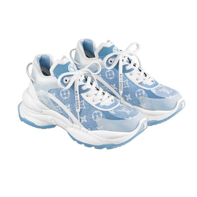 Louis Vuitton Run 55 Sneakers 'Blue Denim Monogram' Women's 1AB39N