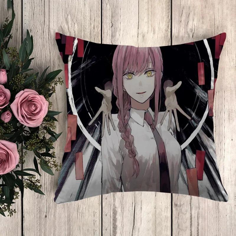 Anime Pillow Chainsaw Man Throw Pillows Pilow Cases Decorative Pillowcase Fall Decor Cushion Cover Car Decoration
