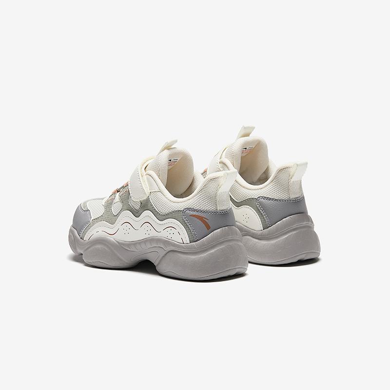 Anta Kids Mesh Comfortable Versatile Lightweight Shock Absorbing Low Top Casual Shoes Kids sneaker White Gray A22449943-1
