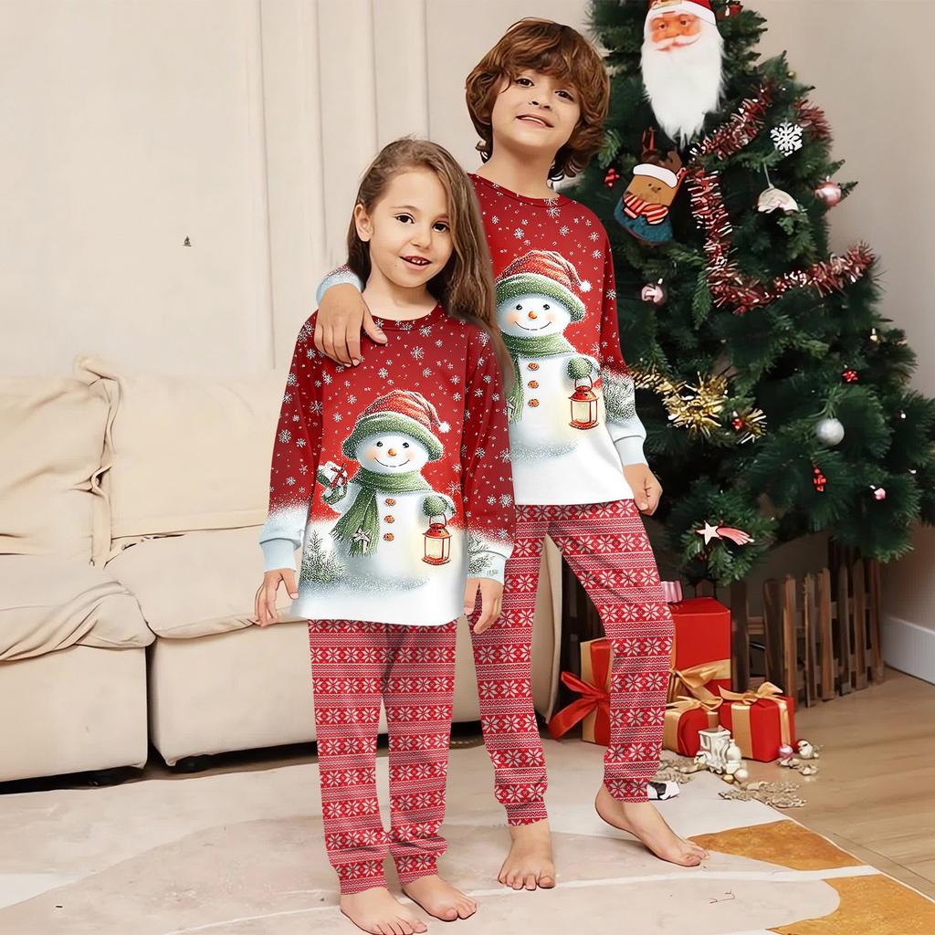 Family Matching Print Sets Pajamas Loungewear Outfits Family Matching Long Sleeve Tops+Pants Set
