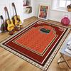 Modern Black Gold Geometric Prayer Area Rug Non-slip Floor Mat Islamic Pattern Carpet Home Decoration for Bedroom Living Room