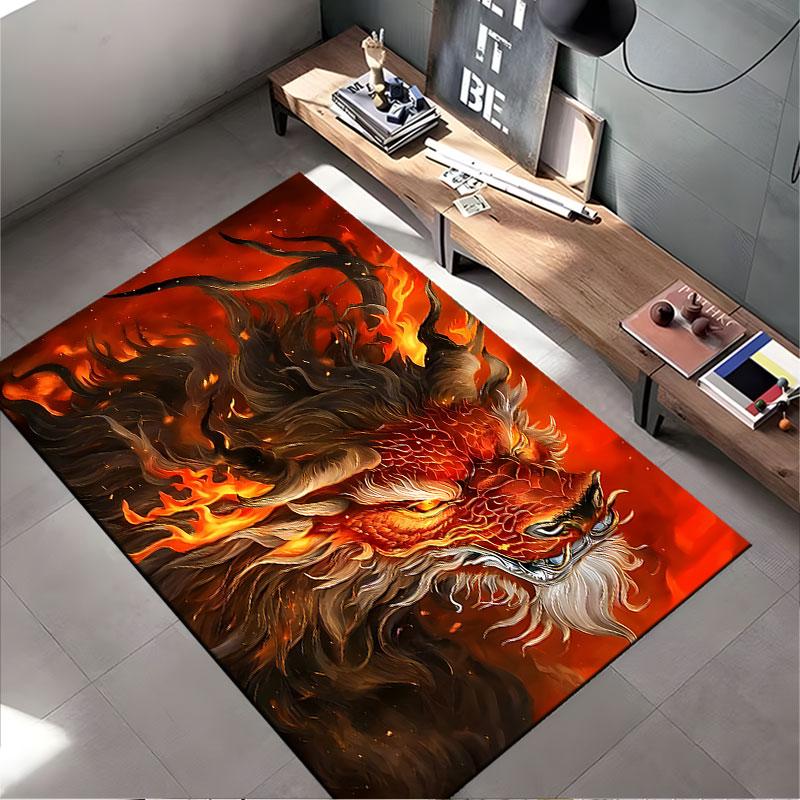 Fiery Dragon Carpet Design Suitable As a Non-slip Mat for the Living Room or Bedroom Sofa