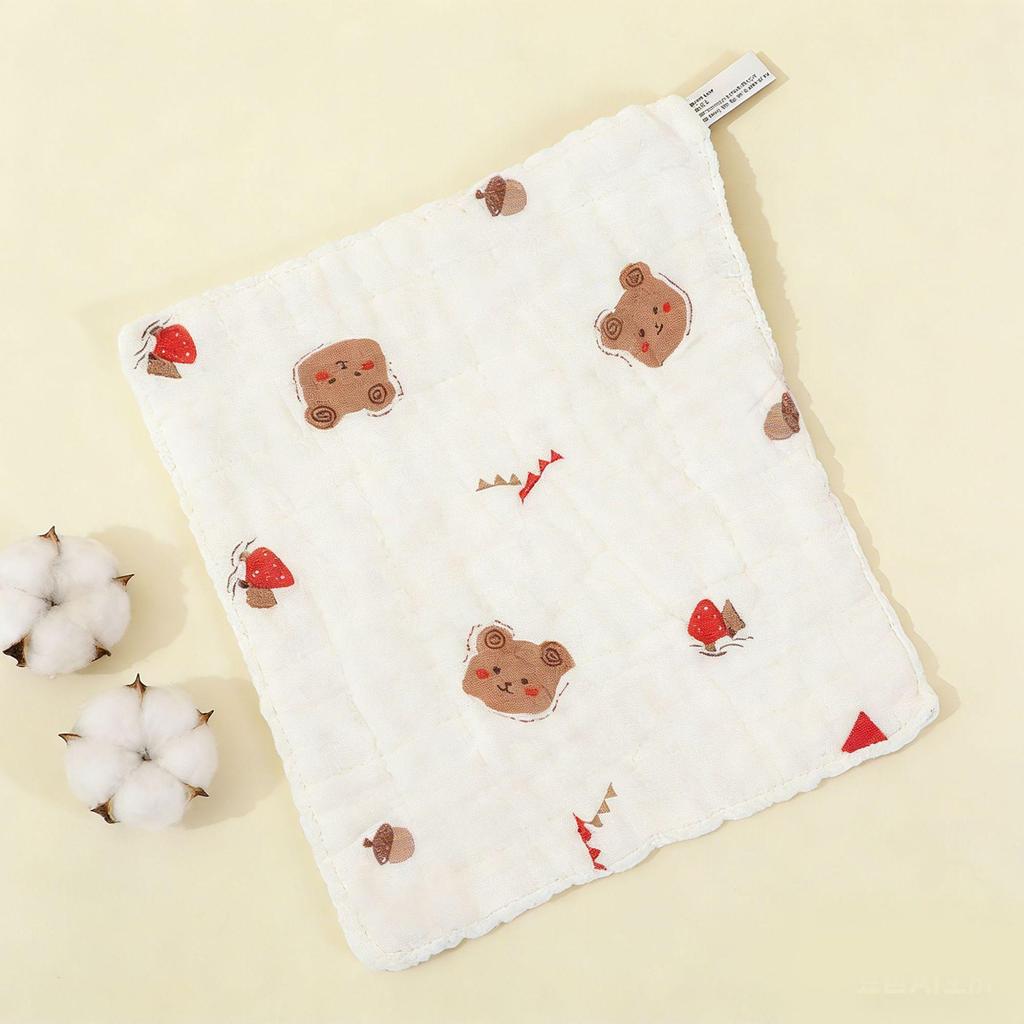 Class A Pure Cotton 6-Layer Gauze Washcloth Bib for Infants and Toddlers