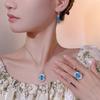 Jewelry Copper Bottom Gold-Plated Simulation Aquamarine Set Retro Creative Jewelry Set Main Stone 8 * 12