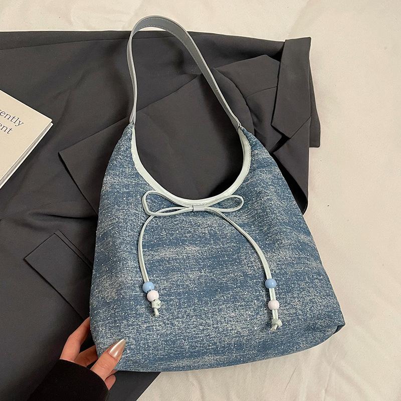 Trendy New Style Fashionable Casual Style Star Denim Underarm Tote Bag Versatile Commuter Light Shoulder Bag