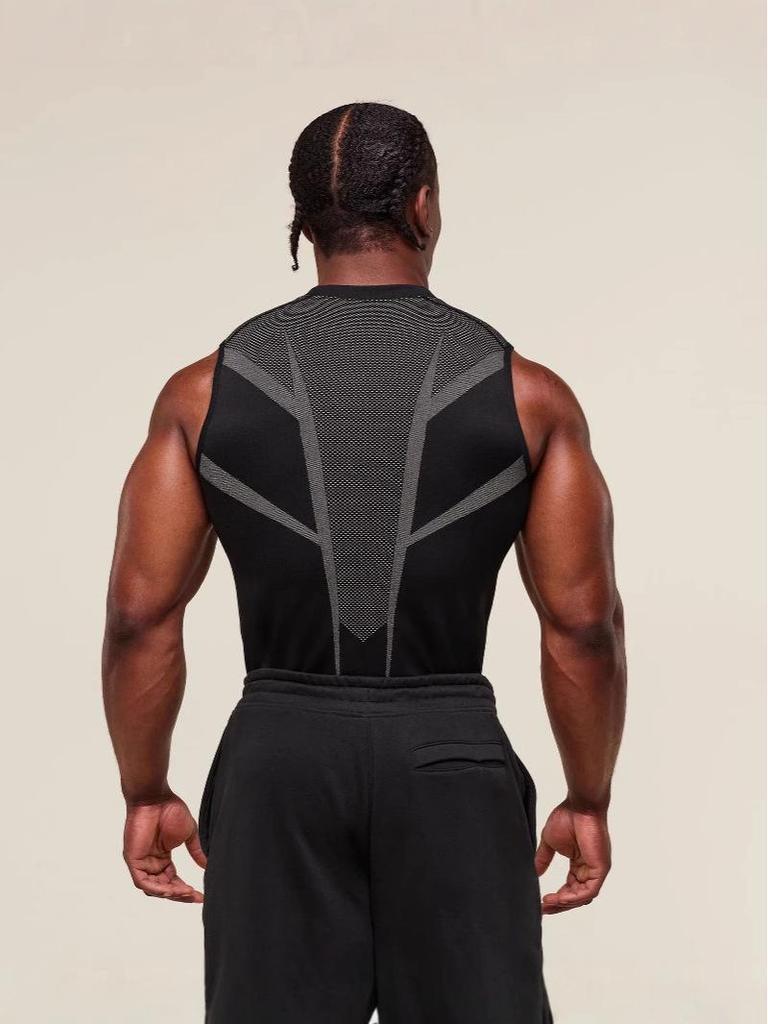 Męski bezszwowy szybkoschnący bezrękawnik do biegania