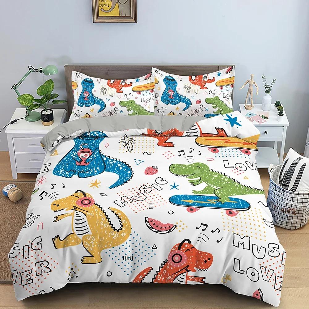 Cartoon Pattern Comfortable Duvet Quilt Cover Pillowcase Bedding Set Children Bedroom Decoration Home Textile