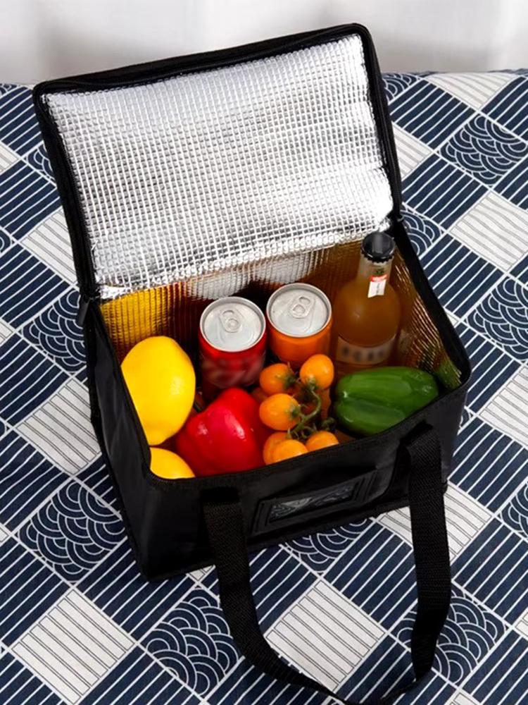 

Non woven insulation bag, insulated aluminum foil, large capacity takeaway, cold insulation, thick hand-held picnic bag чёрный