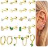 Bobisty 21 STK Flache Ohrstecker für Damen Chirurgenstahl Ohrringe 14K Vergoldet Stecker Creolen Stapelbar Knorpel Helix Piercing St