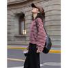 Demana Women's Retro Striped Round Neck Sweatshirt