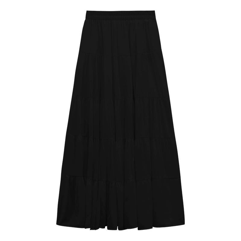 

Весенне-летняя длинная юбка, однотонная корейская мода, милая элегантная трапециевидная юбка Faldas Mujer с высокой талией, простые шикарные женские юбки XL чёрный