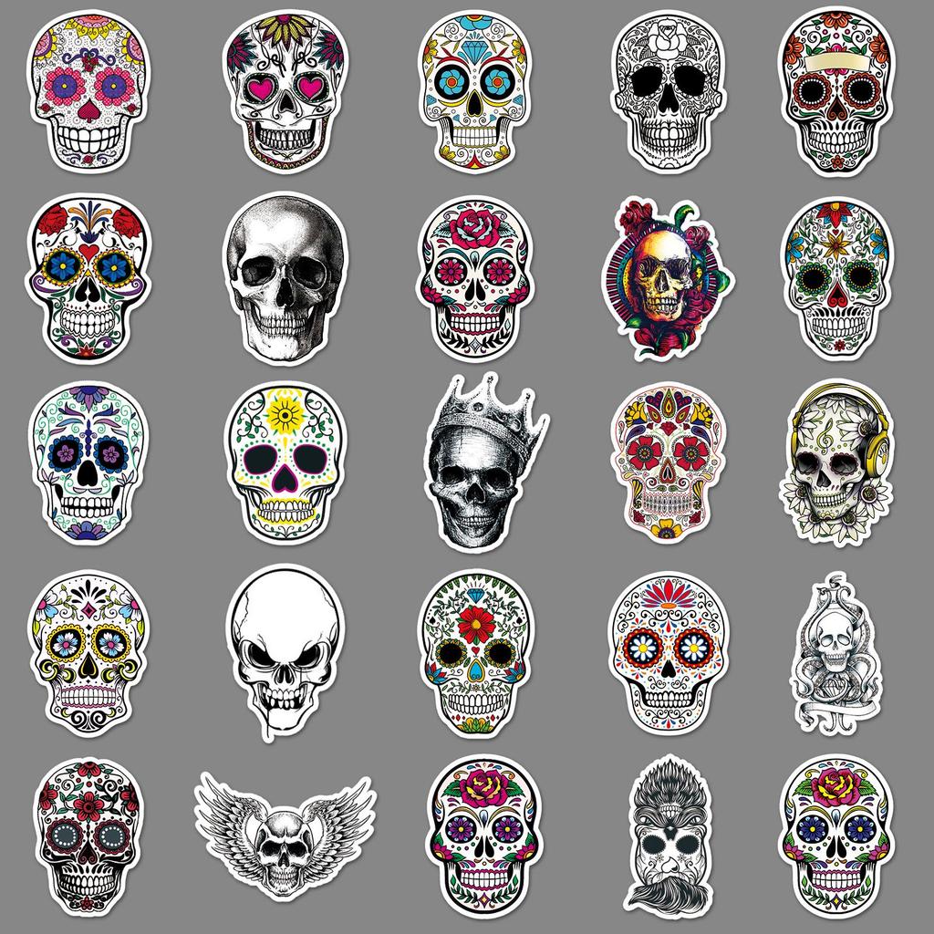 100pcs Trendy Skull Graffiti Stickers for Suitcase, Notebook, Car Decoration