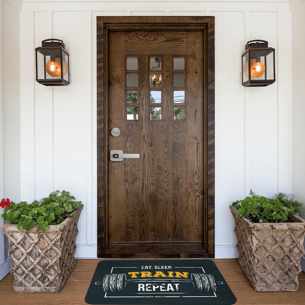 Eat Sleep Train Repeat Fitness Motivational Doormat Non-Slip Entrance Kitchen Bath Floor Door Mats Garden Carpet Rug