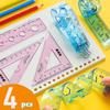 4pcs Soft Ruler Suit 15cm 20cm Flexible Clear Scale Straight Triangular Rulers Protractor Measure Drawing School Supplies