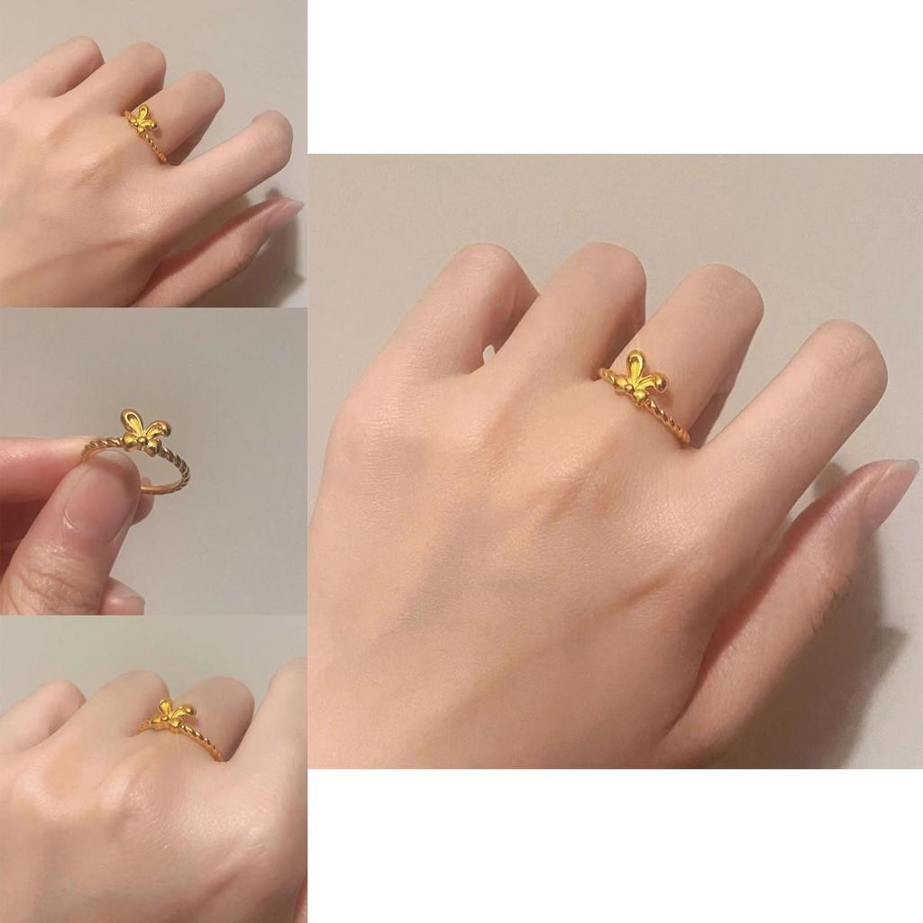 Beautiful 2023 Year Of The Rabbit Adjustable Gold Plated Bowknot Ring For Women