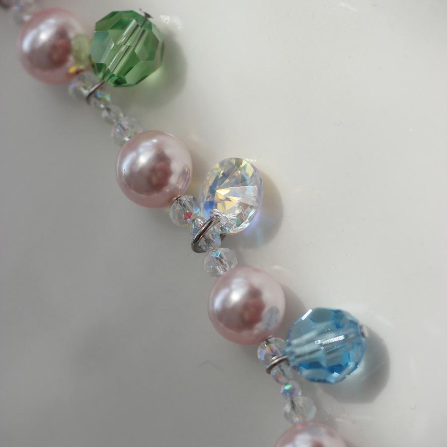 Titanium steel French pearl crystal beaded necklace fashion light luxury collarbone chain creative design sense jewelry women's high sense