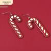 Red Acrylic Candy Cane Earrings - Simple Geometric Christmas Decorations for Women