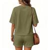 Women’s Relaxed Fit Short Sleeve Top and Shorts Two Piece Outfit Set for Casual Summer Wear Lounge and Daily Activities