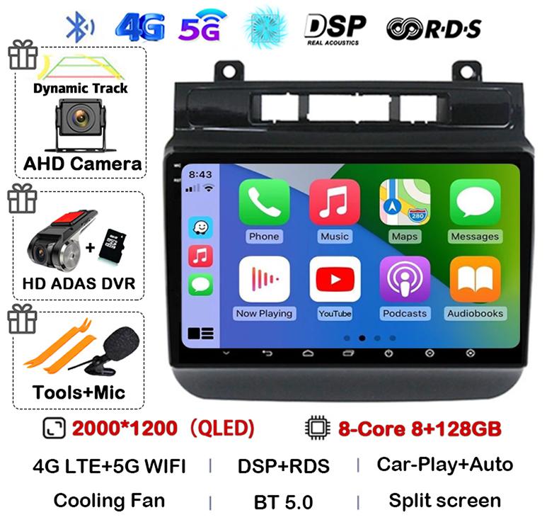 Android 14 Auto Carplay 4G WIFI Car Radio For Volkswagen Touareg FL NF 2010-2018 Multimedia Video Player Navigation Stereo GPS