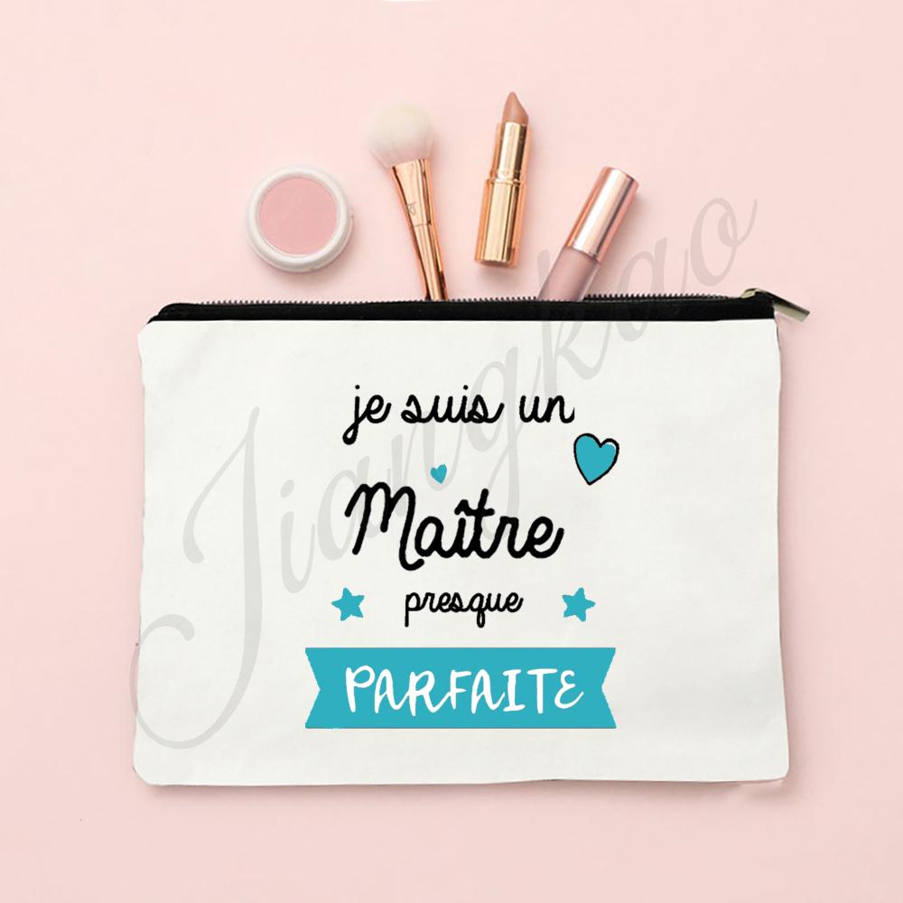 Thank Super Teacher Print Makeup Bag Travel Toiletries Storage Pouch School Pencil Bags Gift for Atsem Avs Aesh Maitress Maitre