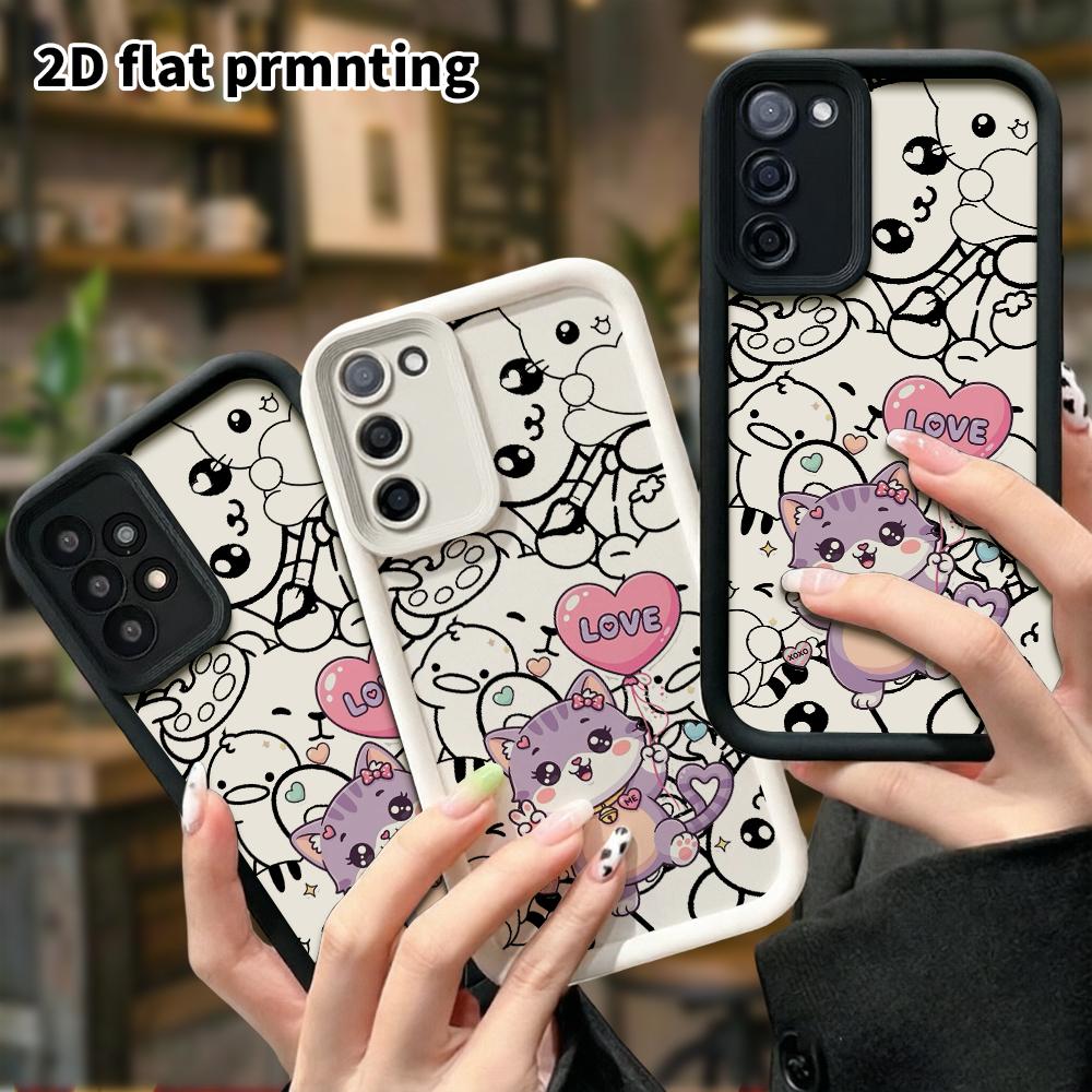 Phone case: 2D flat, suitable for Samsung Galaxy A34 A35 M05 M06 S20 S22 S21 FE Plus 5G protective case, purple heart, perfect Christmas and Halloween
