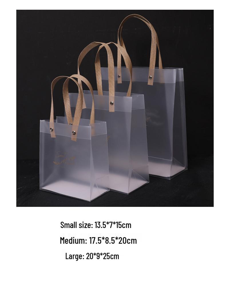 

Frosted Transparent PVC Tote Bag - Waterproof Cosmetic Gift Packaging Small Bag 13.5*7*15cm