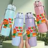 1PC Sausage Dog Text Cartoon 750ml Color Plastic Sports Water Bottle Leakproof Flip Straw Lid Suitable for Sports Office Home Use