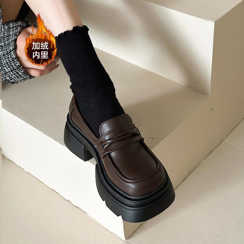 

Platform women s shoes New heightening women s shoes Small leather shoes Women s black single shoes 40