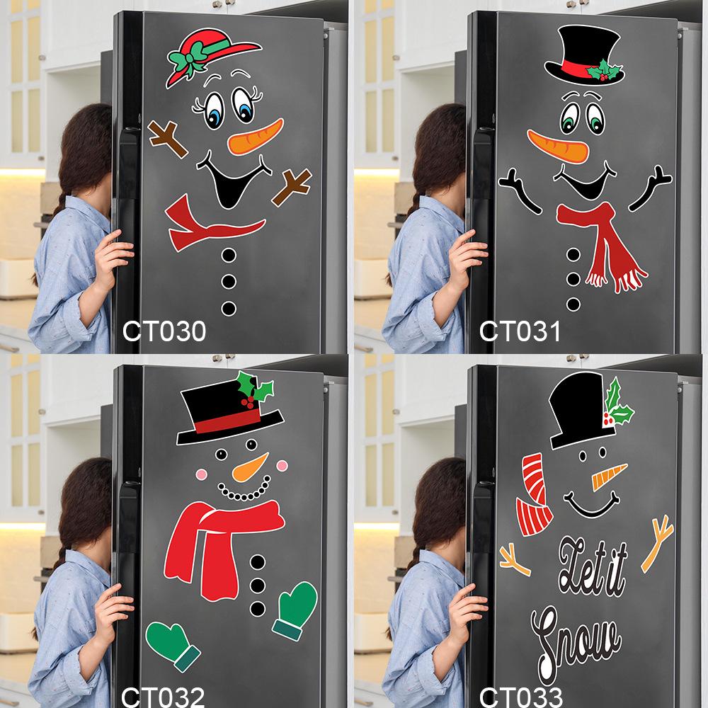 DIY Christmas Snowman Expression Magnetic Waterproof Sticker for Fridge, Garage Door, or Wall Decoration