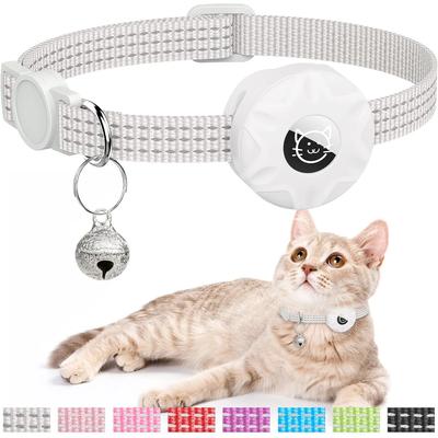 Für Apple AirTag Katzenhalsband, Air Tag Haustierhalsband mit AirTag Halter und Klingel Reflektierendes GPS Kätzchenhalsband für Mädchen Jungen Katzen gatos