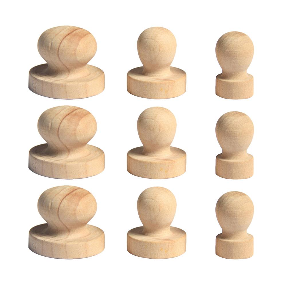 9Pcs Wooden Seal Stamp Set with Round Handle Natural Wood DIY Craft Stamp for Scrapbooking Greeting Cards Diary Entries Letters