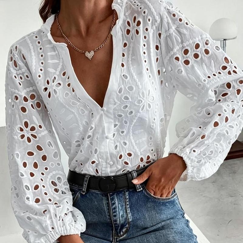 Spring and Summer European Style Women Clothing Button Fall Blouse S