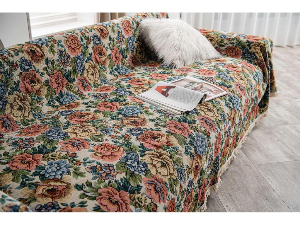 American Retro Non-Slip Stain-Resistant Jacquard Tassel Sofa Cover