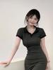 Skinny Figure Polo Collar Dress Women's Summer New Spice Girl Slim Fold Waist Thin Hip Wrap Dress