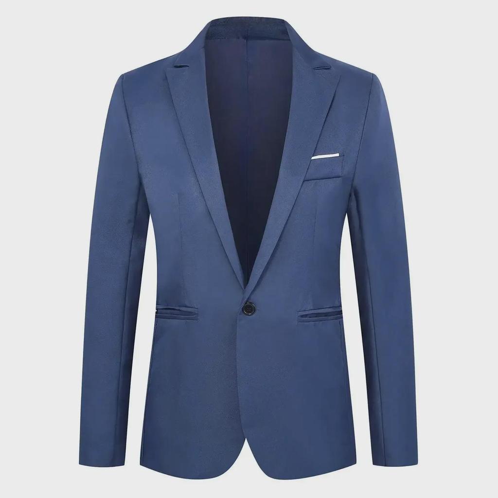 Men's Plus Size Slim Fit Suit Jacket - Lightweight, Solid Color, Multi-color Options.