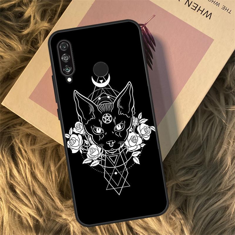 

Чехол для Huawei Nova Y90 Y60 Y61 Y70 Y72 Y73 Y91 3i 7i 8i 11i 12i 9 10 SE P20 P30 P40 Lite с рисунком Луна Таро Кот-Ведьма Huawei Nova Y91