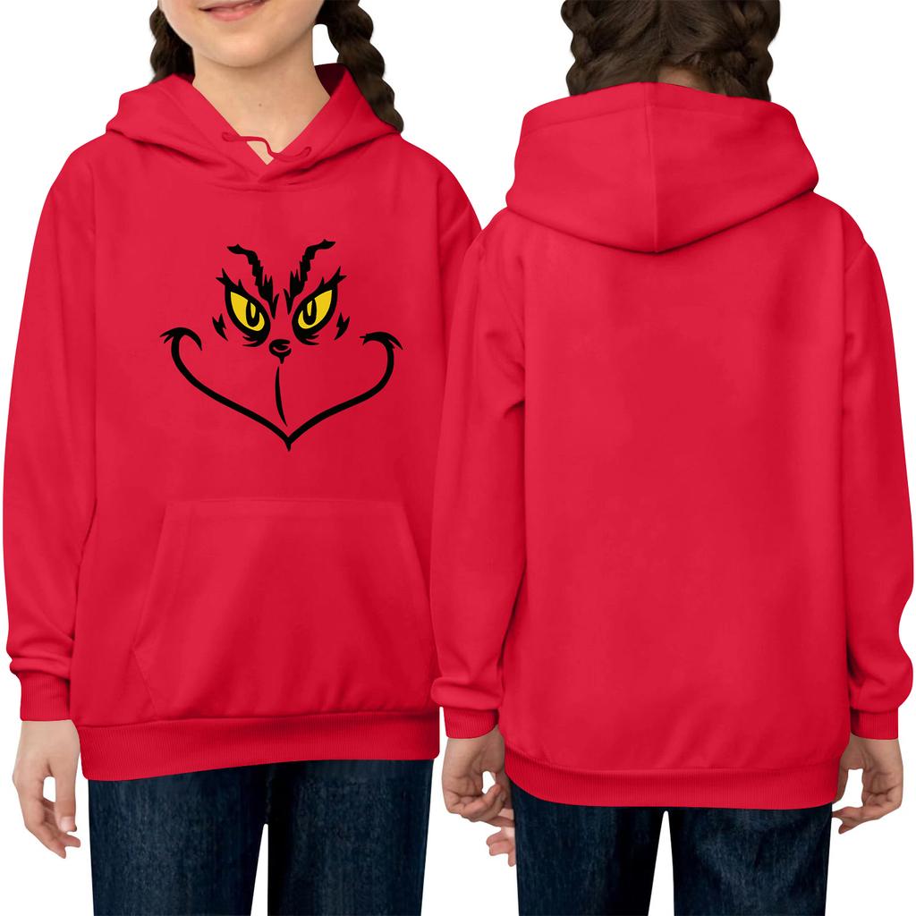 Children's Long-sleeved Loose-fitting Pullover Hoodie With Drawstring And Solid Color