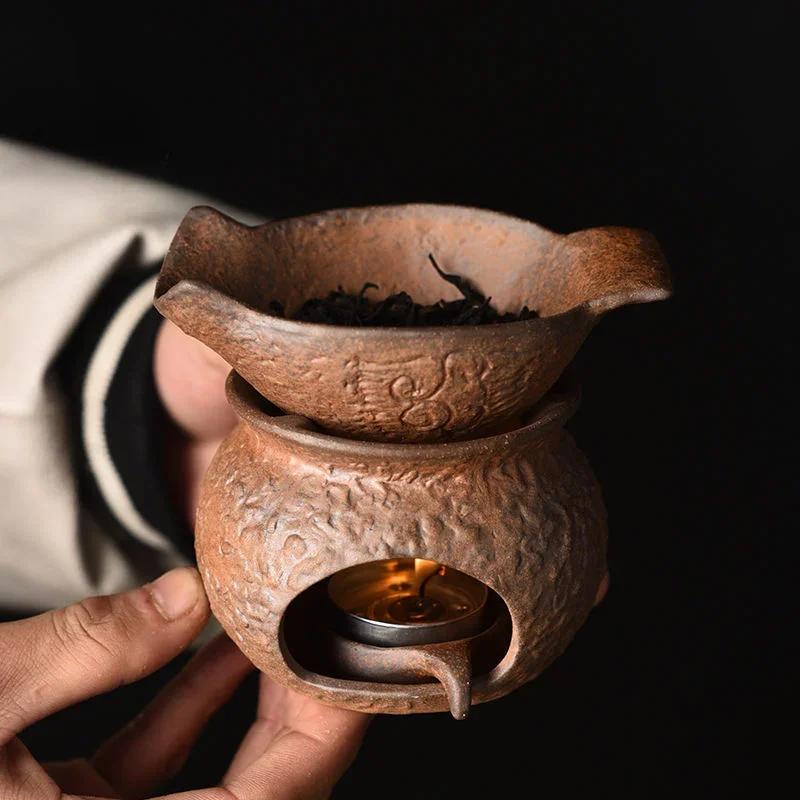 Rough Pottery Tea Roasters Vintage Ceramic Tea Scenting Candle Base Black Tea Green Tea Scenting Tea Ceremony Kung Fu Tea Set