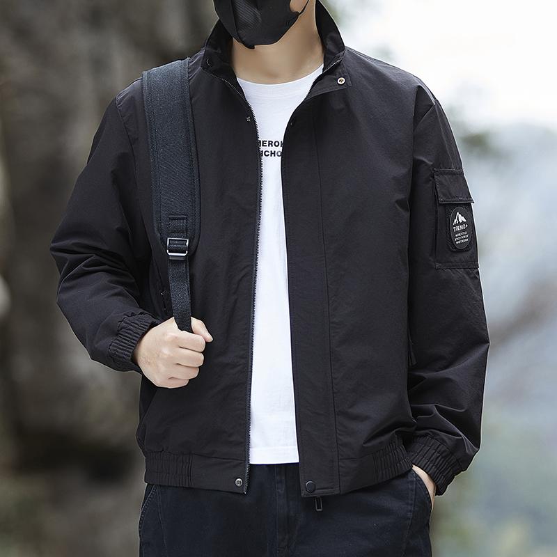 Men's Simple and Versatile Stand Up Collar Casual Workwear Jacket for Men