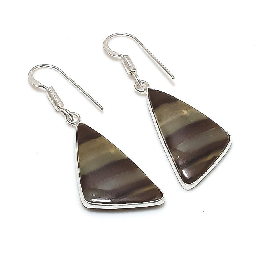 Natural Picasso Jasper Gemstone 925 Sterling Silver Jewelry Earring 1.77 AE-12186
