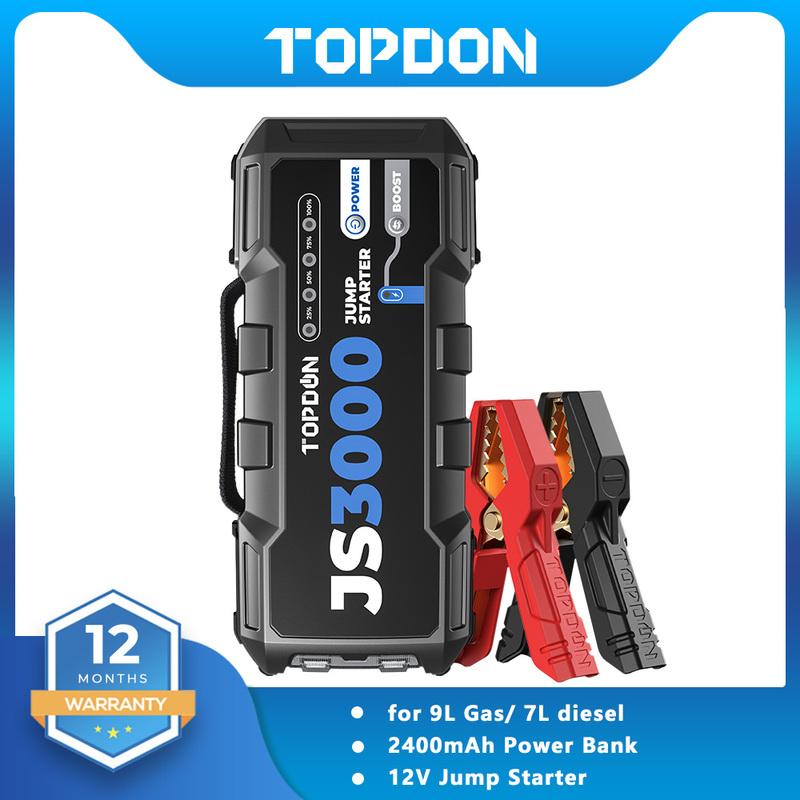 TOPDON JS3000 Car Jump Starter 3000A 24000mAh 12V Multi-function Portable Car Emergency Battery Booster Power Bank Jump starter JS3000 EU PLUG