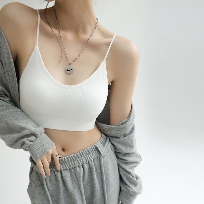 With Chest Pad Simple Thread Bottom Small Strap Vest Female Summer On The United States Back Underwear Can Be Worn Outside Sports Wipe Chest