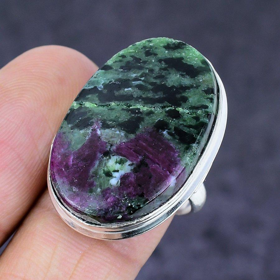 Natural Ruby Zosite Gemstone 925 Sterling Silver Jewelry Ring Size 8 M9U02