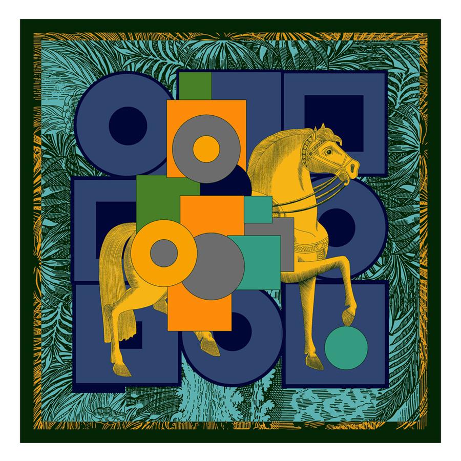 POBING Silk Scarf Women Large Shawls Spain Horse Square Scarves Wraps Bandana Luxury Kerchief Hijab Scarf Female Foulards 130CM