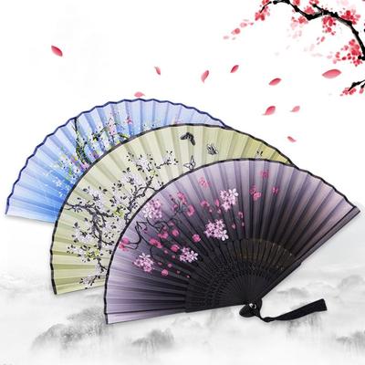Silk Material Silk Folding Fan Folding Design Chinese Pattern Fan  Dance Ornaments