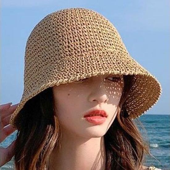 Kvinner Halm Solhatt Vevd Bøttehatt Sammenleggbar Fiskehatt Solbeskyttelse Strandlue Sommer Reise Vandring Ferie Bøttehatt Kvinner Motetilbehør