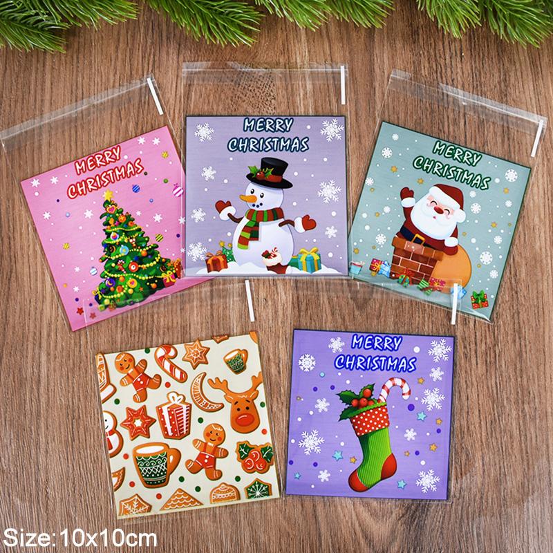 100 buc Pungă Crăciun Bomboane Biscuiți Moș Crăciun Cadou Autoadezivă Ambalaj Decor Petrecere Crăciun Anul Nou