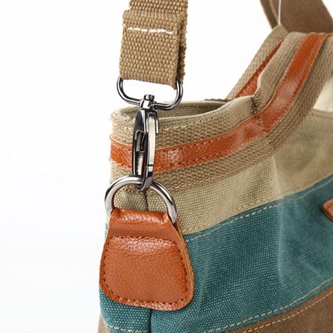 Striped Printed Women Canvas Bags Shoulder Handbags Large Capacity Tote